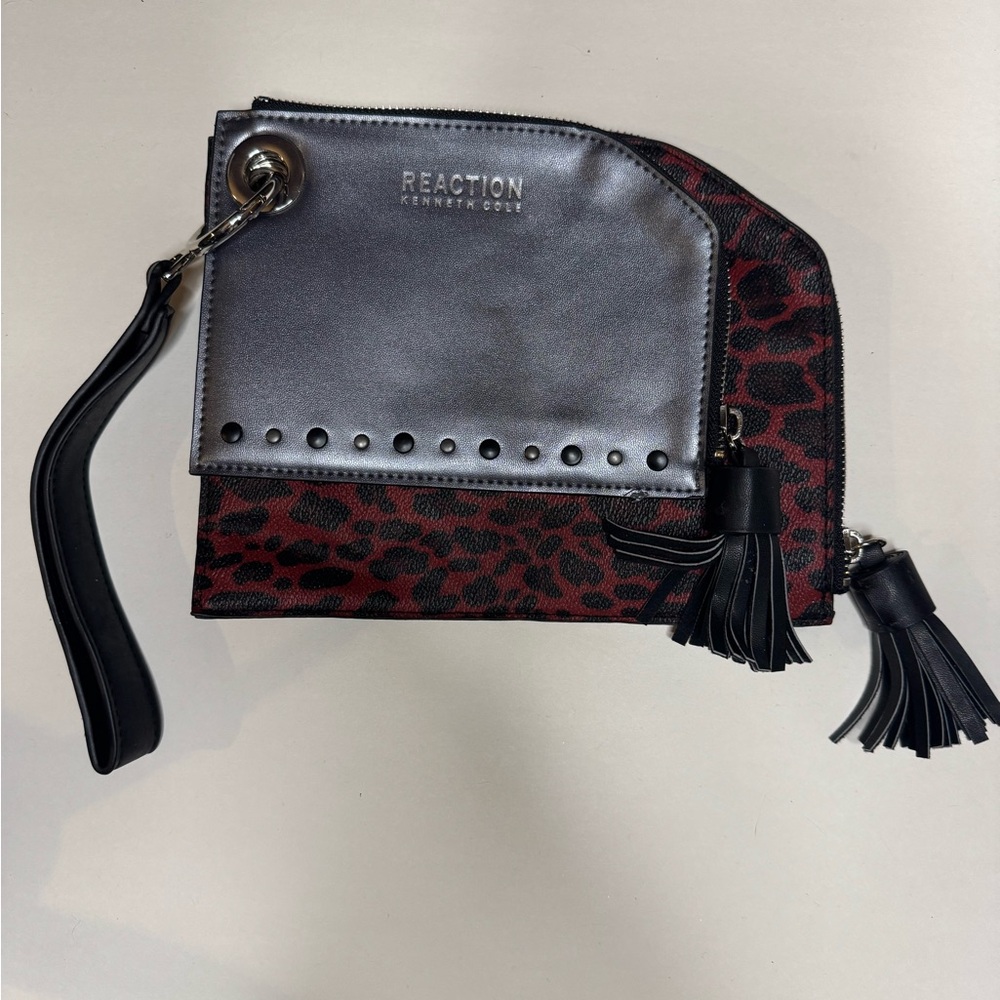 Kenneth Cole Reaction Metallic and Red Animal Print - Dual, Detachable Wristlet